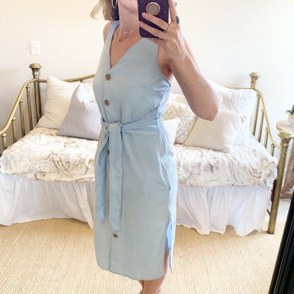 LAST Blue V Neck Summer Breeze Dress - Picture 3 of 6